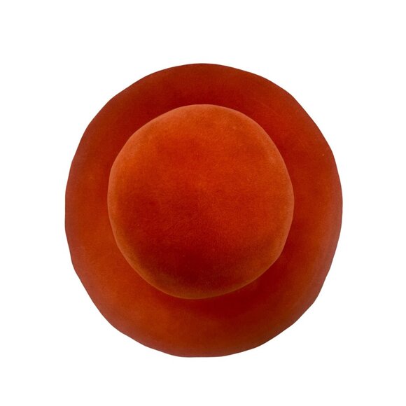 Premier Womens Orange Velour Floppy Hat Elegant Wide Brim Imported Vintage Style - Picture 8 of 10